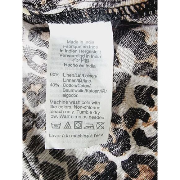 J.Crew 14 Button-Up Shirt in Leopard Print Brown Blouse Linen/Cotton - Picture 7 of 9